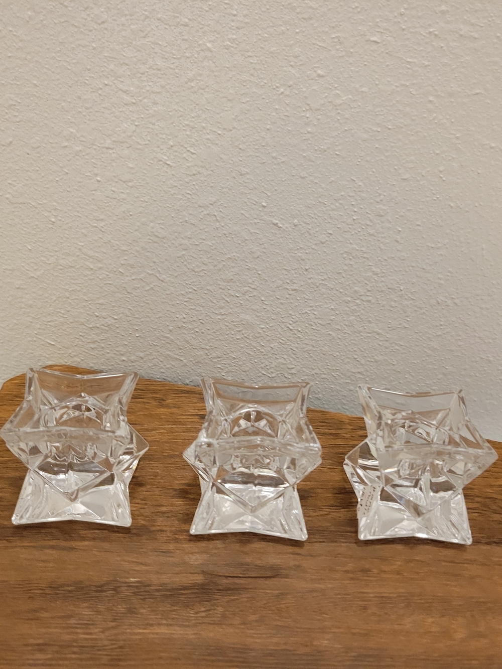 CRYSTAL MADA IN USA Clear Glass Star Tea Light Holders - Set of 3
